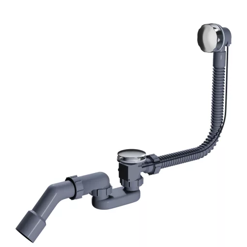 HD Pulse Chrome automata kádszifon szett, 57 cm hosszú, krómozott elemekkel