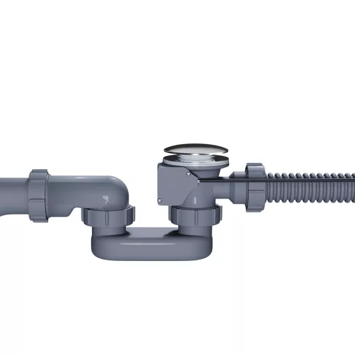 HD Pulse Chrome automata kádszifon szett, 57 cm hosszú, krómozott elemekkel