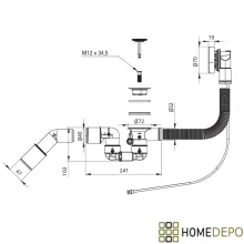 HD Pulse Chrome automata kádszifon szett, 57 cm hosszú, krómozott elemekkel