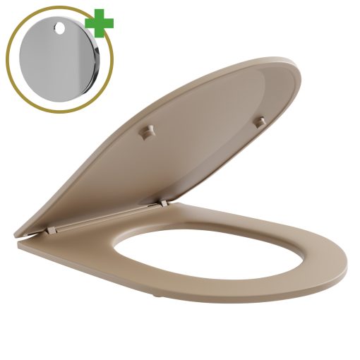 HD Slim "P" Matt Cappucino WC tető fényes króm zsanérral