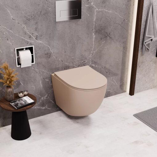 HD Slim "P" Matt Cappucino WC tető fényes króm zsanérral