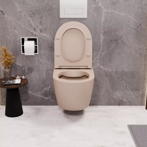 HD Slim "P" Matt Cappucino WC tető fényes króm zsanérral