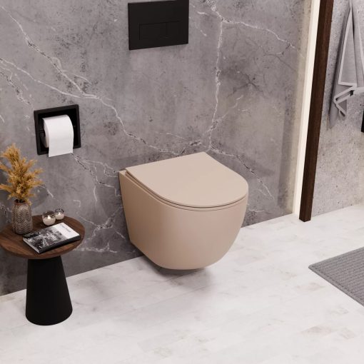 HD Slim "P" Matt Cappucino WC tető matt fekete zsanérral