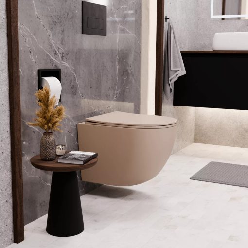 HD Slim "P" Matt Cappucino WC tető matt fekete zsanérral