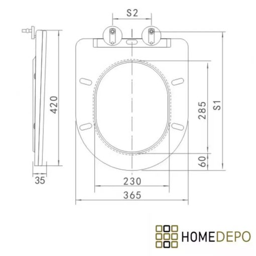 HD Slim "P" Matt Antracit WC tető fényes króm zsanérral