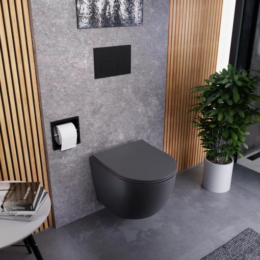 HD Slim "P" Matt Antracit WC tető matt fekete zsanérral