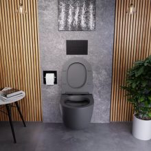 HD Slim "P" Matt Antracit WC tető matt fekete zsanérral