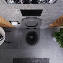 HD Slim "P" Matt Antracit WC tető matt fekete zsanérral