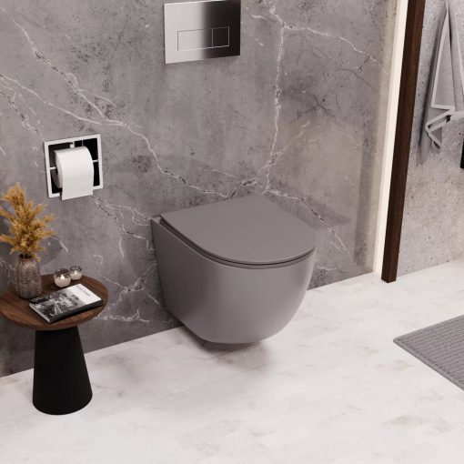 HD Slim "P" Matt Grey WC tető fényes króm zsanérral