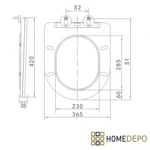 HD Slim "P" Matt Grey WC tető fényes króm zsanérral