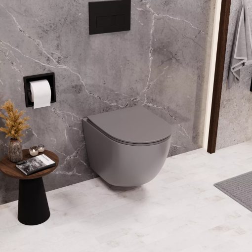 HD Slim "P" Matt Grey WC tető matt fekete zsanérral