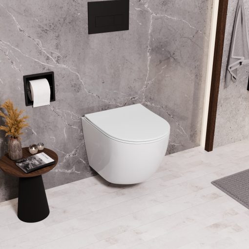 HD Slim "P" Glossy White WC tető matt fekete zsanérral