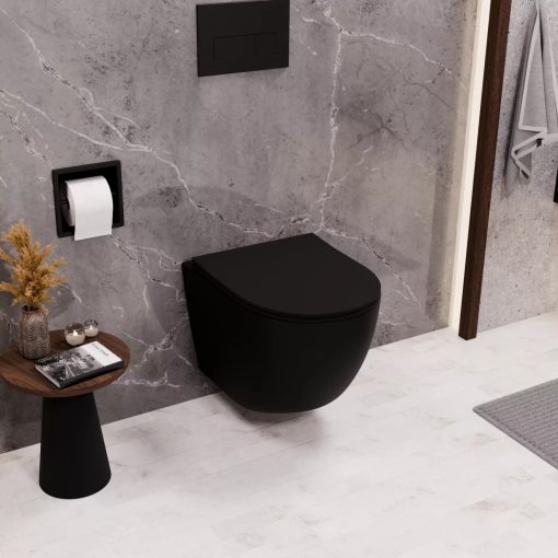 HD Slim "P" Matt Black WC tető matt fekete zsanérral