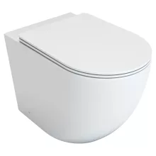 HD Lea Glossy White perem nélküli mély öblítésű íves álló WC slim "L" tetővel és fényes króm zsanérral
