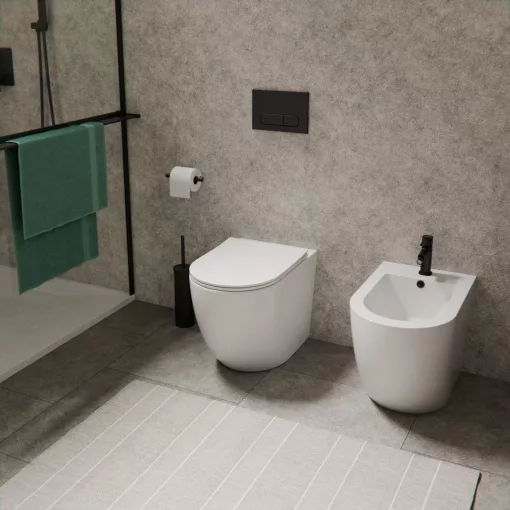 HD Lea Glossy White perem nélküli mély öblítésű íves álló WC tető nélkül
