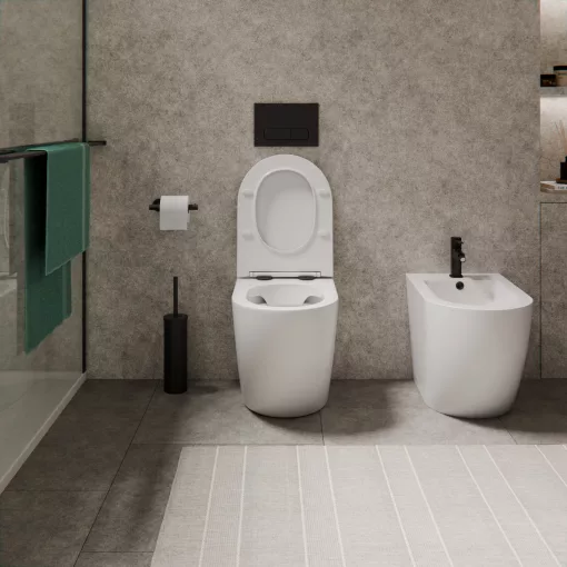 HD Lea Glossy White perem nélküli mély öblítésű íves álló WC tető nélkül