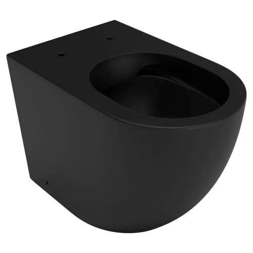 HD Lea Matt Black perem nélküli mély öblítésű íves álló WC tető nélkül