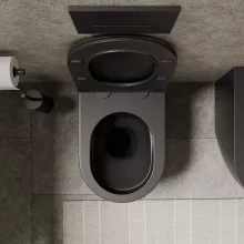 HD Lea Matt Black perem nélküli mély öblítésű íves álló WC tető nélkül