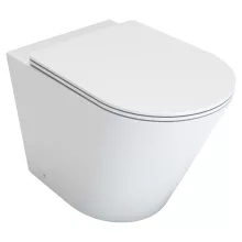 HD Madrid Glossy White perem nélküli mély öblítésű íves álló WC slim "L" tetővel és fényes króm zsanérral