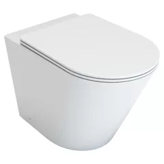   HD Madrid Glossy White perem nélküli mély öblítésű íves álló WC slim "L" tetővel és fényes króm zsanérral
