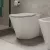   HD Madrid Glossy White perem nélküli mély öblítésű íves álló WC slim "L" tetővel és matt fekete zsanérral