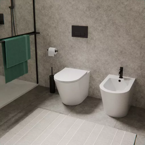 HD Madrid Glossy White perem nélküli mély öblítésű íves álló WC tető nélkül