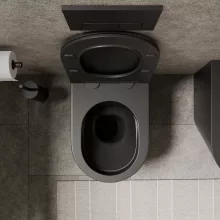 HD Madrid Matt Black perem nélküli mély öblítésű íves álló WC tető nélkül