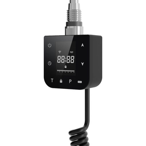 HD Smart-H1 Black 600W WiFi-s okos fűtőpatron törölközőszárító radiátorhoz digitális hőfokszabályozóval, matt fekete