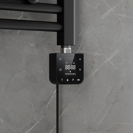 HD Smart-H1 Black 600W WiFi-s okos fűtőpatron törölközőszárító radiátorhoz digitális hőfokszabályozóval, matt fekete