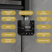 HD Smart-H1 Black 600W WiFi-s okos fűtőpatron törölközőszárító radiátorhoz digitális hőfokszabályozóval, matt fekete