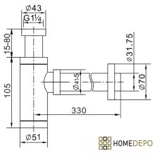 HD Rounded matt fekete mosdószifon