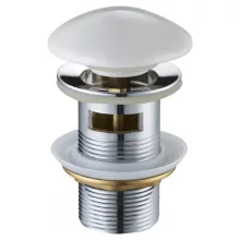 HD fényes fehér/króm mosdószifon szett click-clack leeresztővel, túlfolyós mosdóhoz