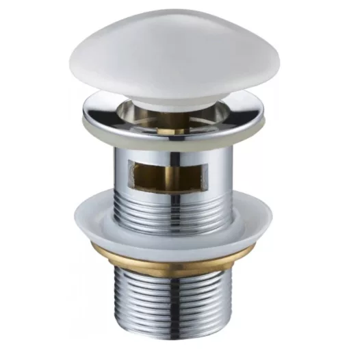 HD fényes fehér/króm mosdószifon szett click-clack leeresztővel, túlfolyós mosdóhoz