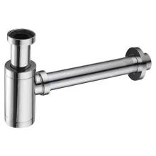 HD fényes fehér/króm mosdószifon szett click-clack leeresztővel, túlfolyós mosdóhoz