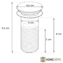 HD fényes fehér/króm mosdószifon szett click-clack leeresztővel, túlfolyós mosdóhoz