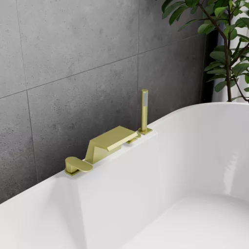 HD Spirit Brushed Gold perembe építhető négylyukú kádtöltő csaptelep