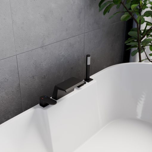 HD Spirit Black perembe építhető négylyukú kádtöltő csaptelep