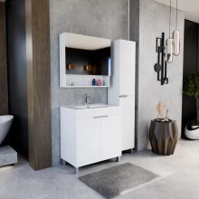 HD Paris Matt White 35 cm széles álló magasszekrény, fényes króm elemekkel