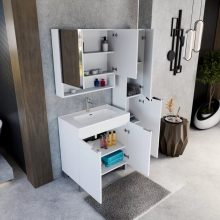 HD Paris Matt White 35 cm széles álló magasszekrény, fényes króm elemekkel