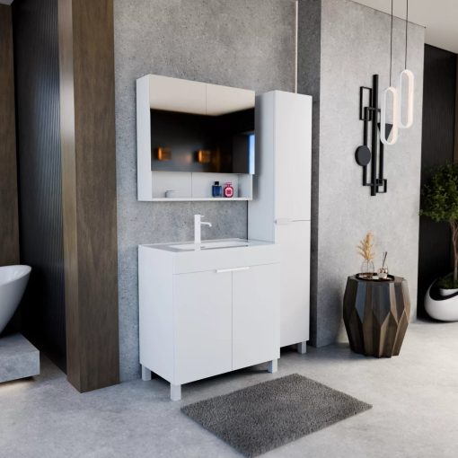 HD Paris Matt White 35 cm széles álló magasszekrény, matt fehér elemekkel