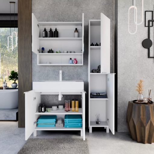 HD Paris Matt White 35 cm széles álló magasszekrény, matt fehér elemekkel