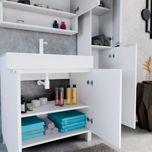 HD Paris Matt White 35 cm széles álló magasszekrény, matt fehér elemekkel