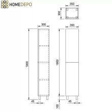HD Paris Matt White 35 cm széles álló magasszekrény, matt fehér elemekkel