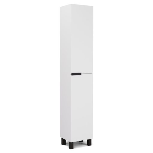 HD Paris Matt White 35 cm széles álló magasszekrény, matt fekete elemekkel