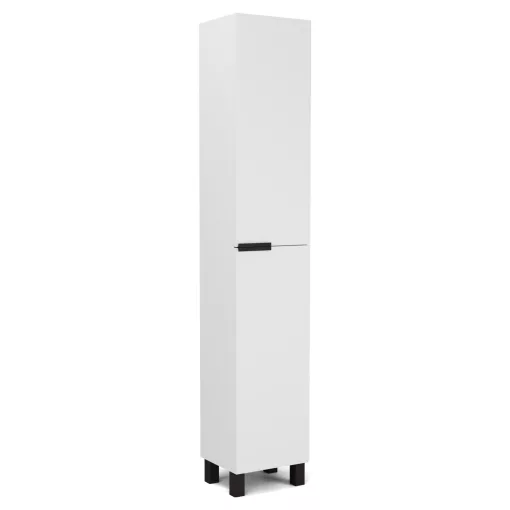 HD Paris Matt White 35 cm széles álló magasszekrény, matt fekete elemekkel