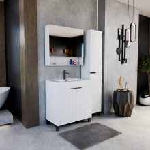 HD Paris Matt White 35 cm széles álló magasszekrény, matt fekete elemekkel