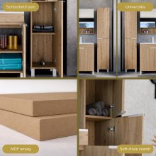 HD Paris Oak 35 cm széles álló magasszekrény, matt fehér elemekkel