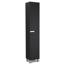 HD Paris Matt Black 35 cm széles álló magasszekrény, fényes króm elemekkel