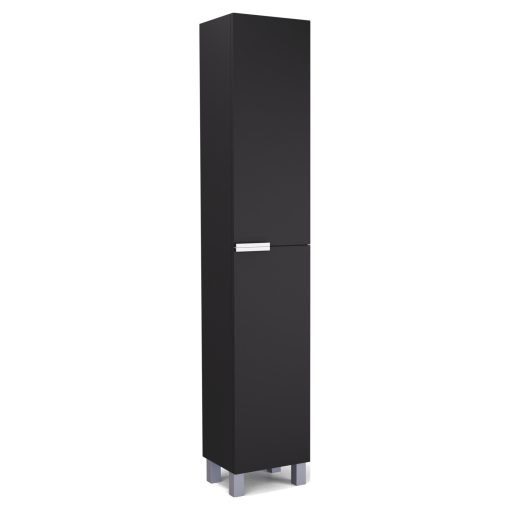 HD Paris Matt Black 35 cm széles álló magasszekrény, fényes króm elemekkel