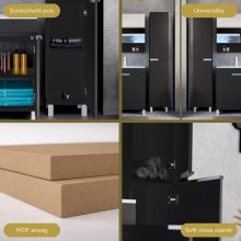 HD Paris Matt Black 35 cm széles álló magasszekrény, matt fehér elemekkel